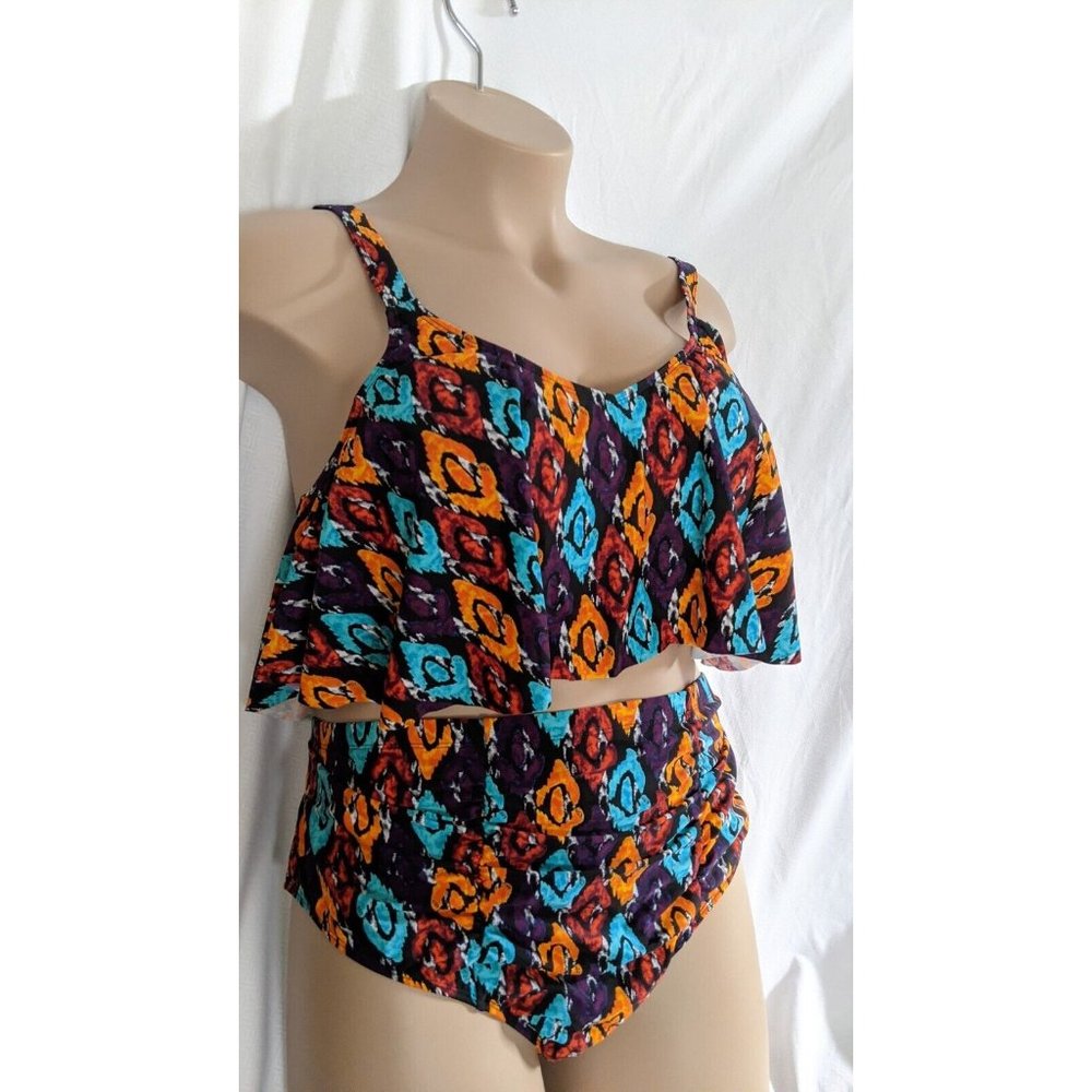 K Jordan Sz 3x Swimsuit High-Rise bottom Two pc Bikini padded bra